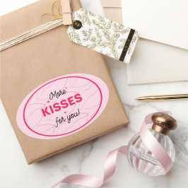 Kus Roze Rode Lippen Romantische Liefde. Ovale Sticker