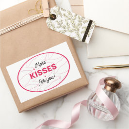 Kus Roze Rode Lippen Romantische Liefde. Rechthoekige Sticker