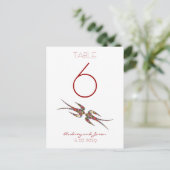 Kus Swallows Spring Flowers Chic Table Number Briefkaart (Staand voorkant)