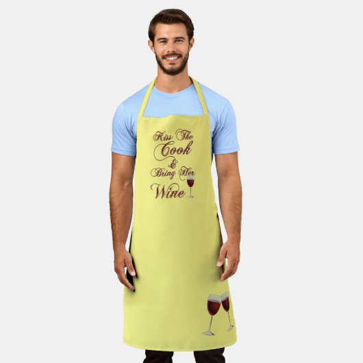 Kus the Cook en breng haar wijn mee Schort (Gedragen)