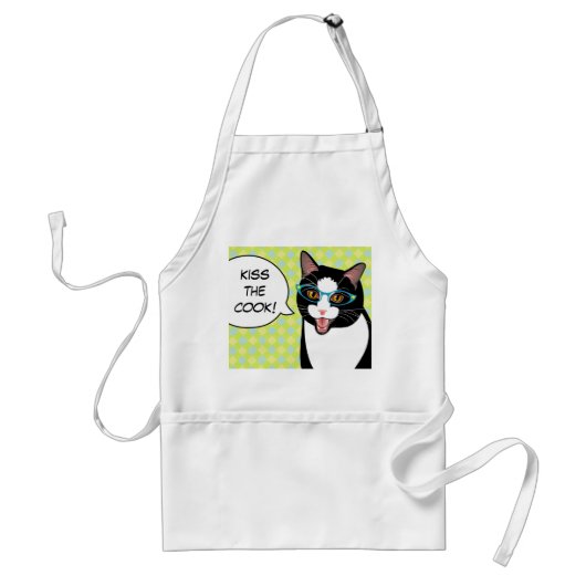 Kus the Cook Hipster Kat Apron Standaard Schort (Voorkant)