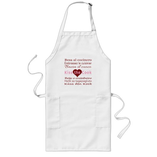 Kus the Cook in 7 Languages Apron Lang Schort (Voorkant)