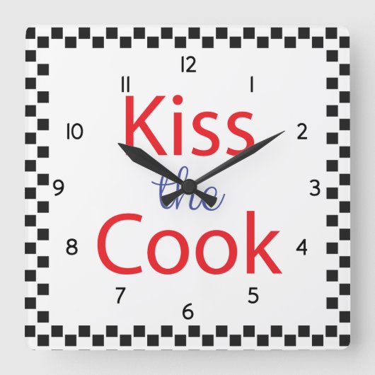 Kus the Cook Vierkante Klok (Voorkant)