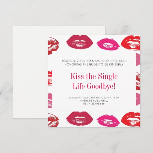 Kus the Single Life Goodbye Bachelorette Party Kaart (Voorkant / Achterkant)