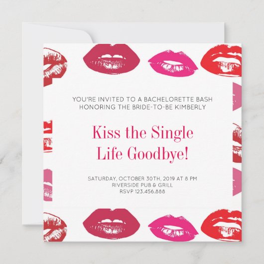Kus the Single Life Goodbye Bachelorette Party Kaart (Voorkant)