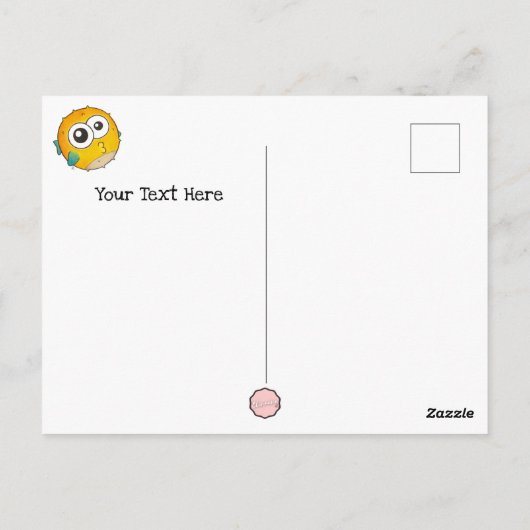 Kus uit een Pufferfish, Cute Yellow Blowfish Briefkaart (Achterkant)