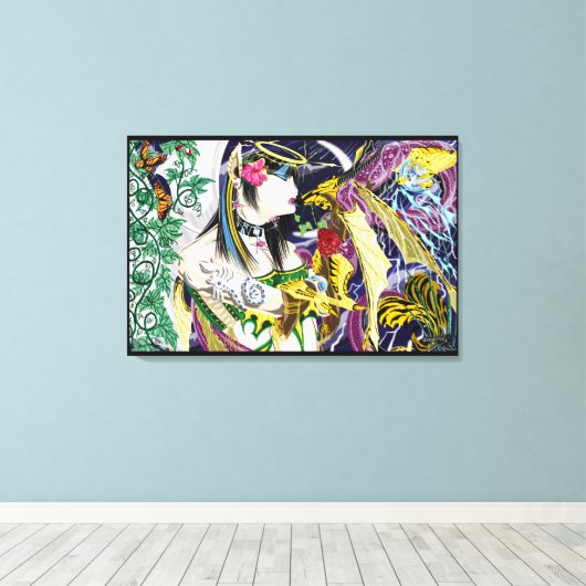 Kus van de Dragon Stretched Canvas Art Prints (Insitu (Houten vloer))