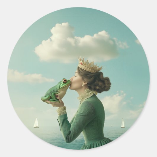 Kus van de kikkerprins ronde sticker (Voorkant)