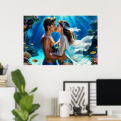 Kus van de Onderwater Geliefden Poster (Thuiskantoor)