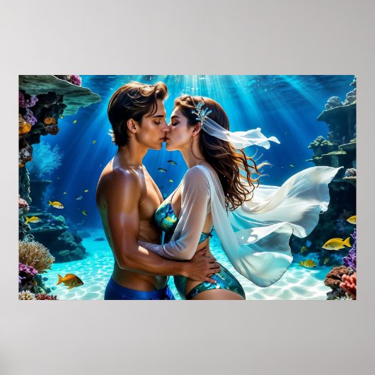 Kus van de Onderwater Geliefden Poster (Voorkant)