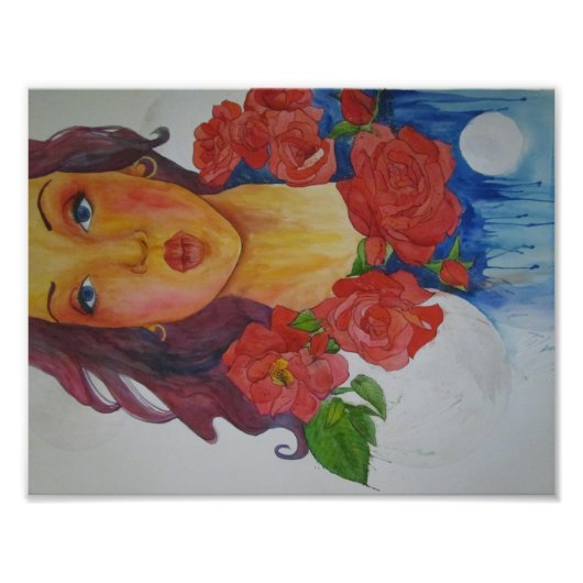 kus van een roos foto afdruk (Voorkant)