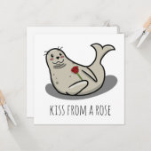 "Kus van een roos" grappige Valentijnsdag kaart (Voorkant / Achterkant in situ)