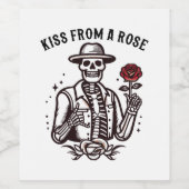 Kus van een Roos Wijn Etiket (Enkel label)