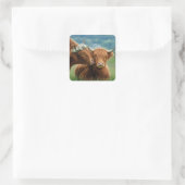 Kus van Highland-koe Vierkante Sticker (Tas)