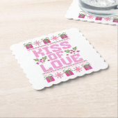 Kus van Liefde voor Kerstmis Kartonnen Onderzetters (Gebogen)