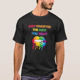 Kus wie je wil - LGBT Regenboog Lippen Pride Vlag T-shirt