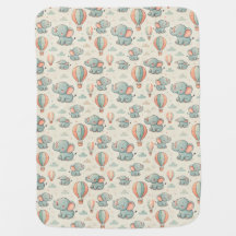 Kuschelige Babydecke mit Elefanten und Ballons