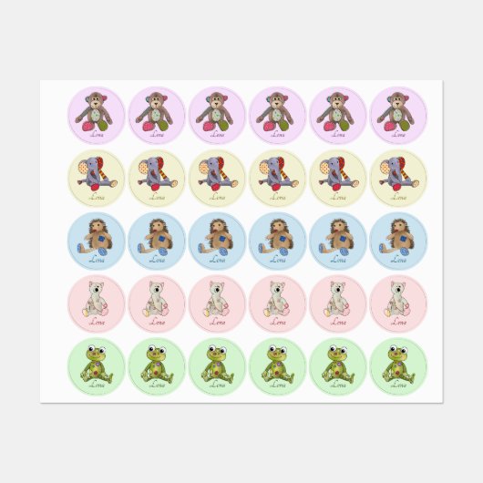 Kuscheltiere Kunterbunt Labels (Vel)
