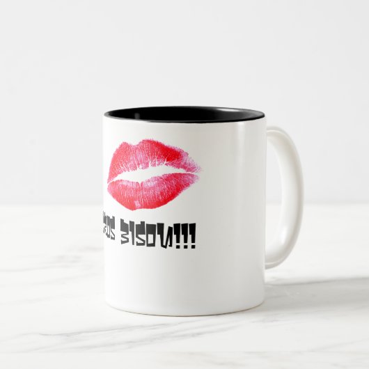 Kusje. Tweekleurige Koffiemok (Voorkant rechts)