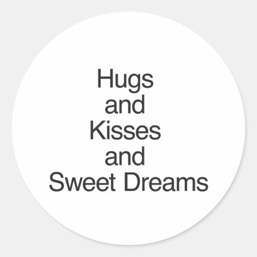 Kusjes en knuffels en zoete dromen ronde sticker (Voorkant)
