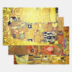 Kusjes en knuffels van Gustav Klimt / Valentijnsda Inpakpapier Vel