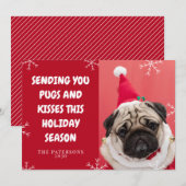 Kusjes en Kusjes Uw Pug Dog Pet Foto Kerstmis Feestdagenkaart (Voorkant / Achterkant)