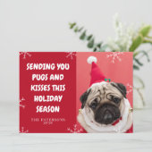 Kusjes en Kusjes Uw Pug Dog Pet Foto Kerstmis Feestdagenkaart (Staand voorkant)