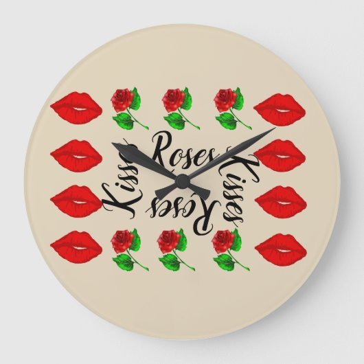 Kusjes en rozen wandklok (Voorkant)