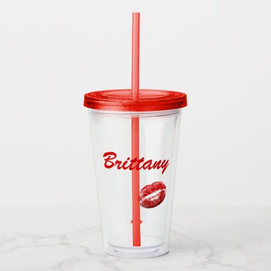 Kusjes in het rood acryl drinkbeker (Voorkant)