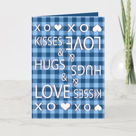 Kusjes & knuffels & liefde Gingham geruit Feestdagen Kaart (Voorkant)