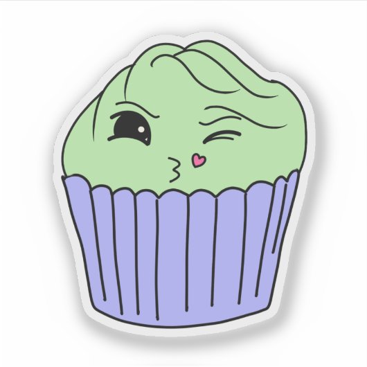 Kusjes Mint Cupcake Sticker (Voorkant)