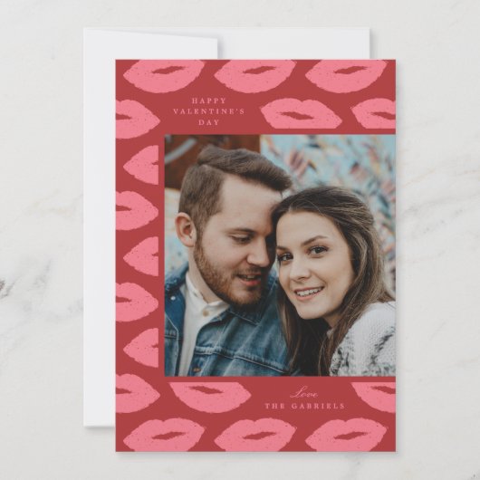 Kusjes Modern Flat Valentijnsdag Kaart - Rood (Voorkant)