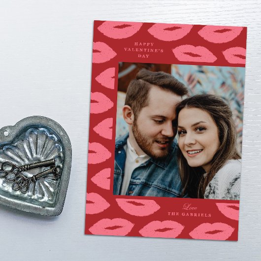 Kusjes Modern Flat Valentijnsdag Kaart - Rood