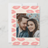 Kusjes Modern Flat Valentijnsdag Kaart - Roze (Voorkant)