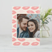 Kusjes Modern Flat Valentijnsdag Kaart - Roze (Staand voorkant)