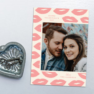 Kusjes Modern Flat Valentijnsdag Kaart - Roze