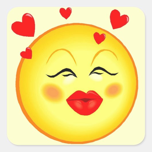 Kusjes voor jou Happy Face Valentijn Vierkante Sticker (Voorkant)