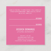 Kusjes XOXO Pink op roze verwijzing Kaart Vierkante Visitekaartje (Achterkant)