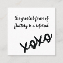 Kusjes XOXO Zwart Wit en Roze Referral Kaart Vierkante Visitekaartje