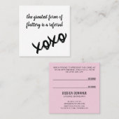 Kusjes XOXO Zwart Wit en Roze Referral Kaart Vierkante Visitekaartje (Voorkant / Achterkant)