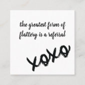 Kusjes XOXO Zwart Wit en Roze Referral Kaart Vierkante Visitekaartje (Voorkant)