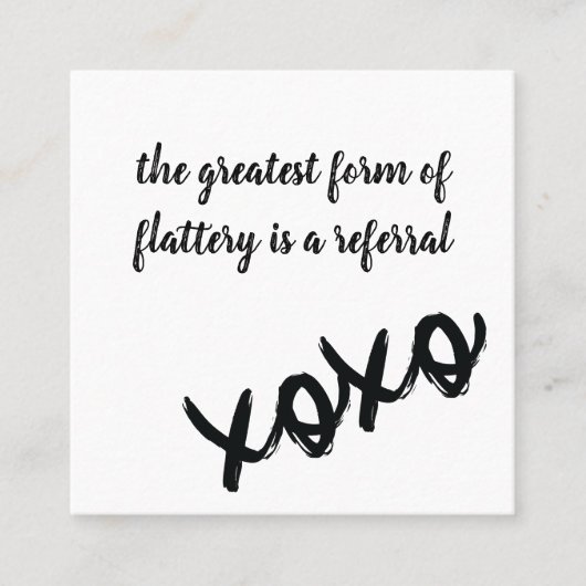 Kusjes XOXO Zwart Wit en Roze Referral Kaart Vierkante Visitekaartje (Voorkant)