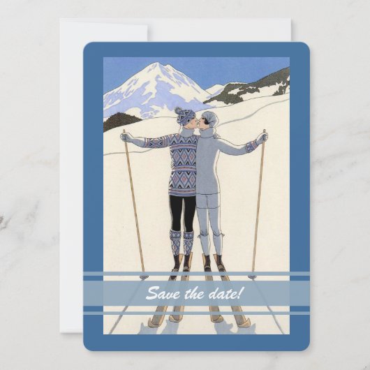 kuspende skiërs - winter opslag datum aankondiging (Voorkant)