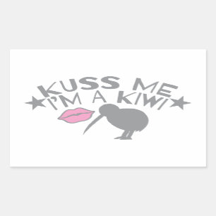 Kuss (Kiss) me Ik ben een KIWI schattig Nieuw Zeel Rechthoekige Sticker