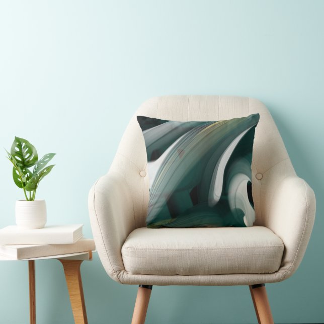 Kussen Abstract Trend Interieur Decor Zwart Groen (Stoel)