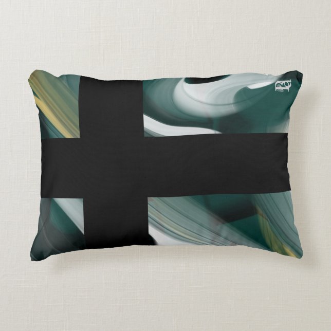 Kussen Abstract Trend Interieur Decor Zwart Groen (Voorkant)
