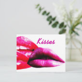 Kussen, ansichtkaart met lippen briefkaart (Staand voorkant)