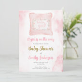 Kussen Baby shower Meisje uitnodiging (Staand voorkant)