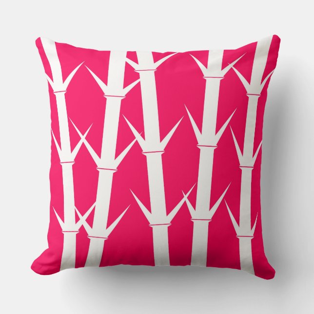 Kussen "Bamboe" - Wit/roze en roze/wit (Voorkant)