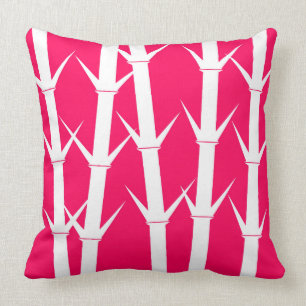 Kussen "Bamboe" - Wit/roze en roze/wit